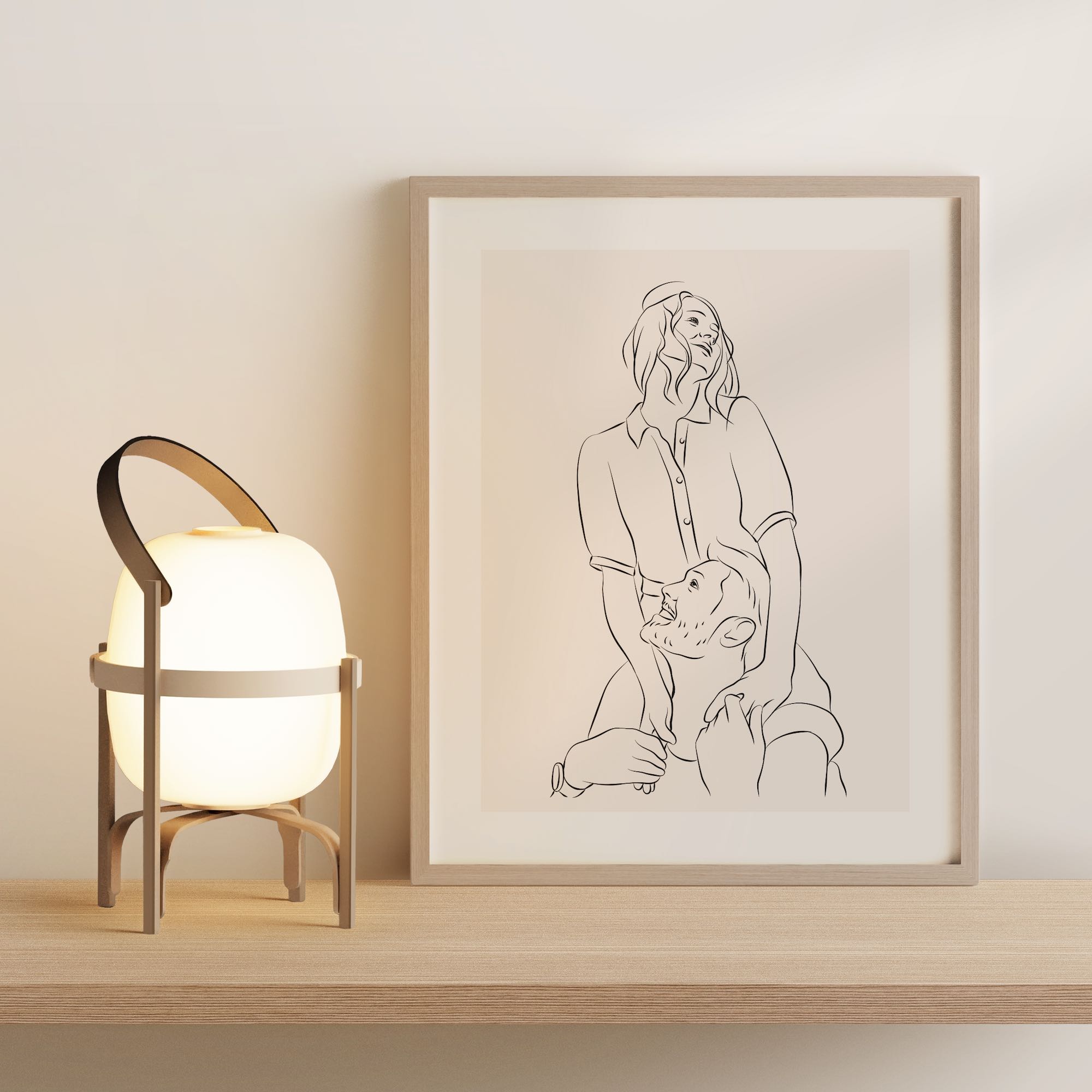 Ilustración Line Art de una pareja joven enamorada