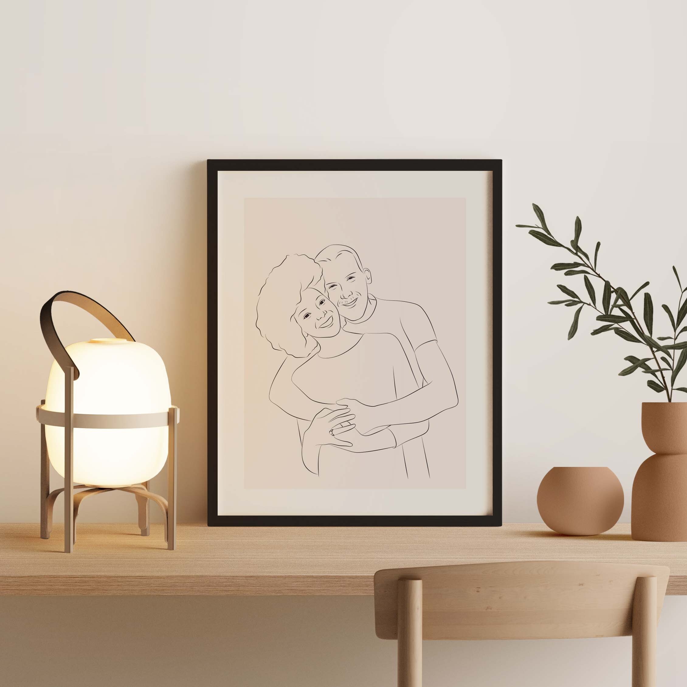 Pareja ilustrada en Line Art como regalo de San Valentín