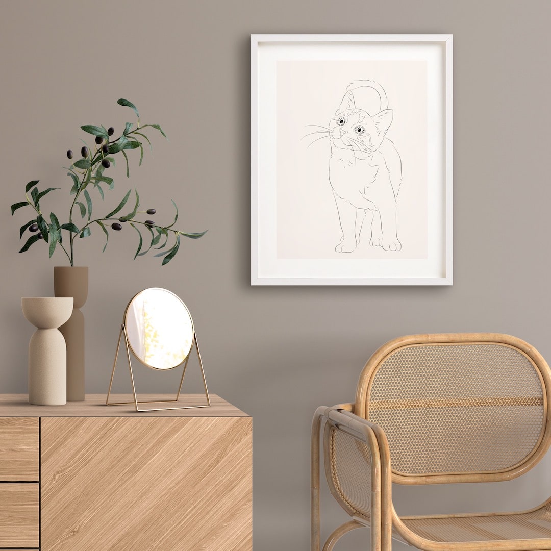 Dibujo de un gato joven en Line Art