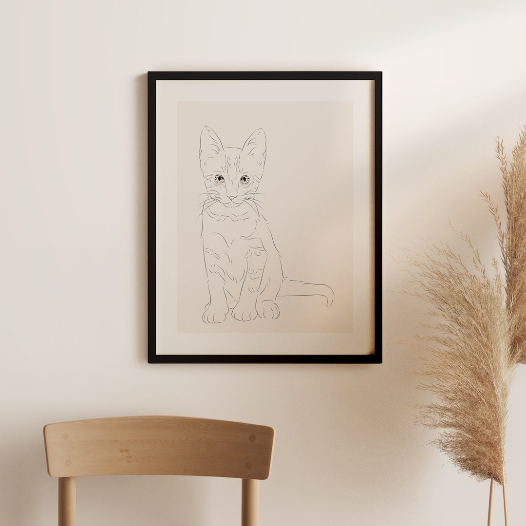 Dibujo de un gato con orejas grandes en Line Art