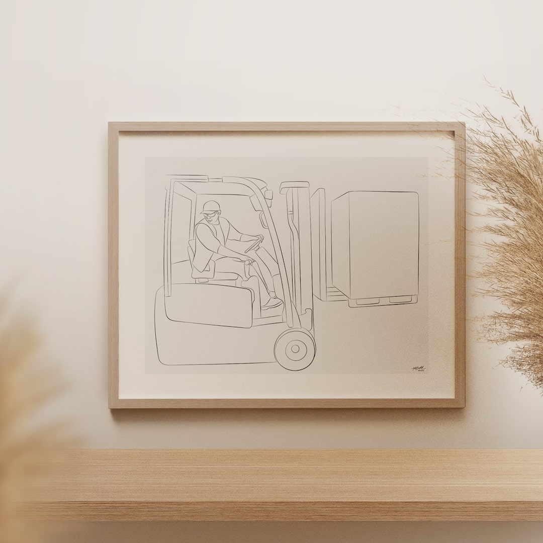 Dibujo Line Art de un conductor de montacargas