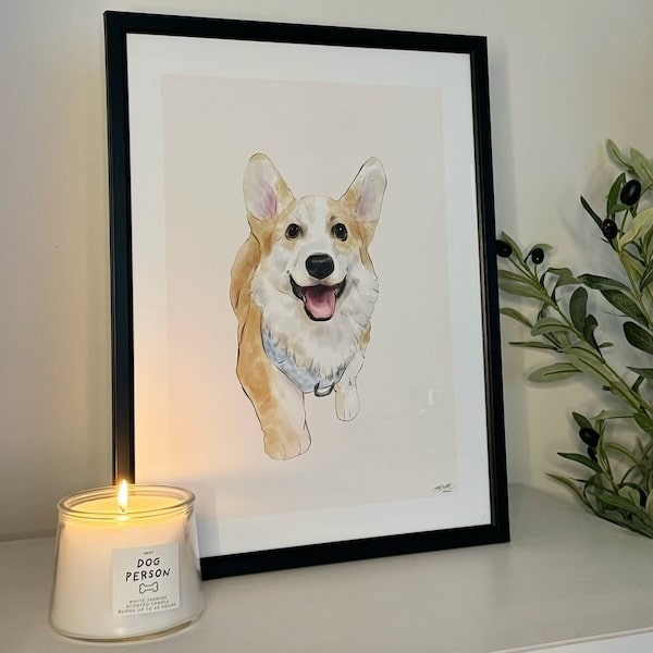 Retrato colorido de un corgi
